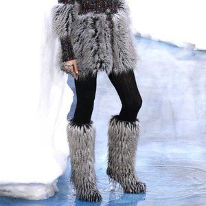 Chanel Fantasy Fur Shaggy Knee-High Statement Boots